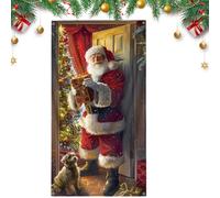 Christmas Door Cover - Multi Location Versatility, Santa Door Cover Christmas Flag, Christmaas Front Doorr Decorations | for Indoor Outdoor Wall Porch Patio Garden Yard Farmhouse Holiday Party