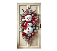 Christmas Door Decor - Snowman Hanging, 70 Inches Snowman Door Hanging Cover Decoration with Red Mixed Glitter Finish | Large Christmas Doors Banner for Front Doors, Wall, Patio, Porch, Bedroom