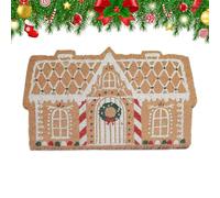 Christmas Door Mat - Entrance Rug, 32x20 Inch Protective Foot mat for Dirt Trapping, Holiday Floor Covering with Gingerbread Motif, Home Component, Rug for Outside Porches, Inside Entryways and Garage