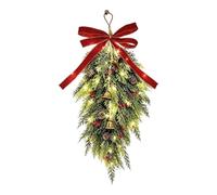 Christmas Door Swag, Holiday Wreath Decoration with LED Lights, Front Door | Teardrop Door Decor Wreath for Homeowners Renters Decorators Entryway Office Home Apartment Living Room Bedroom