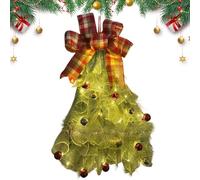 Christmas Door Swag - LED Pine Garland Decor | Realistic Pine Christmas Decoration With Bow And LED String Lights, Ideal Para Mantel, Porche, Centromesa, Casa de Agricultura, Puertas interiores y