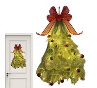 Christmas Door Swag - LED Pine Garland Decor | Realistic Pine Christmas Decoration With Bow And LED String Lights, Ideal for Mantel, Porch, Centerpiece, Farmhouse, Indoor And Outdoor Doors, Kitchen, W