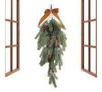 Christmas Door Swag - PE | 27 Inch Pine Berry Velvet Bow Decoration