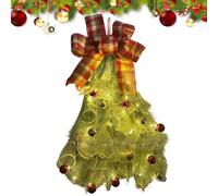 Christmas Door Swag | Realistic Pines Illuminated Christmas Decoration With Bow | LED String Pine Garland | Mantel Porch Centerpiece Farmhouse interior al aire libre puerta cocina ventana chimenea