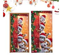 Christmas Door Wrap - 35.43x70.87 Inches, Cute Decor Waterproof Festive, Christmas Door Decorations Outdoor Banner | Reusable Four Cats Holiday Cover For Party, Winter, Apartment