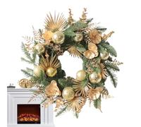 Christmas Door Wreath - 19 Inch Christmas Decorations - Golden Ball Door Wreaths Garland,for Indoor Outdoor Wall Window Mantel Living Room Office Garden Yard Patio