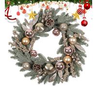 Christmas Door Wreath - 20 inch Winter Pine Cones Decoration, Festival Holiday Wreath, Festive Indoor Door Ornament, Table Mantle Decor, Seasonal Party Display | for Christmas Holiday Wedding Kitchen