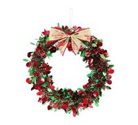 Christmas Door Wreath, Classic Wreath Decorations, Handmade Holiday Garland, Red Green Strips, Festive Bow Accent, Indoor Outdoor Wreath, Holiday Wall Decor, Traditional Christmas Ornament, Vibrant Do