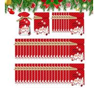 Christmas Drawstring Bag 50 Pieces Festive Holiday Party Favor Pouch Christmas Wrapping Goody Bag for Adults Lovers Family Friends Boys Girls
