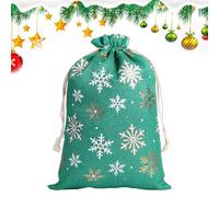 Christmas Drawstring Bags - Burlap Gold Foil Reusable Decorations | Christmas Candy Pouch for Halloween, Thanksgiving, Holiday, New Year Eve Party or Kids Use, 11.8x15.7in