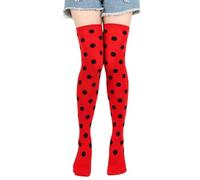 Christmas Dress Up Stocking Festival Makeup Dress Up Props COS Dots Knee Socks Stocking Medias sin soporte Negro, Rojo sandía, Talla única