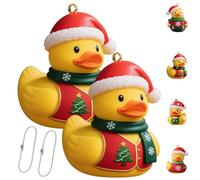 Christmas Duck Ornaments, Christmas Rubber Ducks, Yellow Duck Xmas Ornaments, Daughter Son Holiday Party Favors Keepsake Gift with Rope for Xmas Tree Decorations Home Decor(2Pcs Style 3)