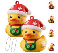 Christmas Duck Ornaments, Christmas Rubber Ducks, Yellow Duck Xmas Ornaments, Daughter Son Holiday Party Favors Keepsake Gift with Rope for Xmas Tree Decorations Home Decor(2Pcs Style 4)