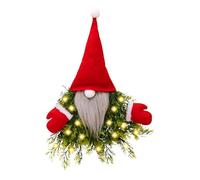 Christmas Dwarf Wreath - 52 x 37 cm Polyester ABS Material LED Holiday Door Decor, Festive Winter Decoration, Indoor Outdoor Hanging Accent, Rustic Seasonal Ornament, Lightweight , Easy Install,