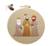 Christmas Embroidery Package - Nativity Ornament Craft Set | DIY Needlework Kit with Stamped Pattern and Guide, Creative Handmade Project for Home Decoration, Seasonal Christian Theme Enhancing