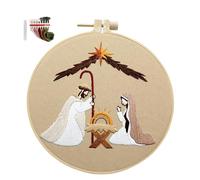 Christmas Embroidery Package - Nativity Ornament Craft Set | DIY Needlework Kit with Stamped Pattern and Guide, Creative Handmade Project for Home Decoration, Seasonal Christian Theme Enhancing