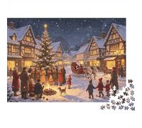 Christmas Eve Adult Jigsaws 1000Pc Recyclable Material Winter Village Jigsaw Puzzles Family Gaming Time Props Perfect for Family and Friends Birthdays 38x26cm/1000pcs