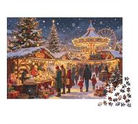 Christmas Fair Puzzle para Adults 1000Pc Recyclable Paper Cozy Festive Painting Jigsaw Puzzle Parent Child Game Props Developing Boy & Girl‘s Intelligence Toy 52x38cm/1000pcs
