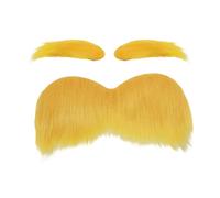 Christmas Fake Beard - Amusing Yellow Facial Hair Design, Plush Fiber Cheerful Costume Makeup Ornament, Creative Funny Character Accessory | Autumn Party Stage Celebration Gathering Outdoor