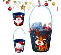 Christmas Favor Bags - Festive Gift Buckets, Holiday Treat Containers, Denim Fabric Storage Bags with Carry Handles, Party Supplies with Seasonal Style, Snack Candy Packaging for Kids Family Friends