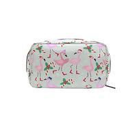 Christmas Flamingo Candy Sweet Makeup Bag Organizador portátil Bolsa de cosméticos para Estuche de Maquillaje de Viaje, Regalos, Neceser de Uso Diario para niñas y Mujeres