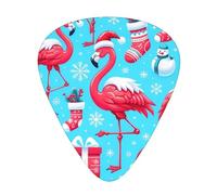 Christmas-Flamingo - Paquete de 12 púas de guitarra con 3 grosores y caja de almacenamiento, púas ABS para bajo eléctrico
