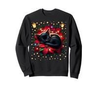 Christmas Floral Poinsettia Cat For Women Xmas Kitten Mom Sudadera