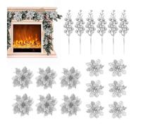 Christmas Flowers Artificial | 14 x 14 cm Holiday Decoration | Christmas Decoration Branches Festive ,for Interior Designers Apartment Wreaths Garlands Coat Fireplace Staircase Front Porch Entrance