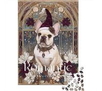 Christmas French Bulldog Art Print Puzzles Imposible,desafío para Adultos Juego Educativo 1000 Piezas Obra De Arte De Juego De para Adultos Y Niños A Partir De 12 Años 52x38cm/1000pcs