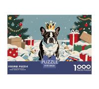 Christmas French Bulldog Puzzle De Madera Impermeable DIY Puzzles De 1000 Piezas para Adultos Divertido Rompecabezas Juegos Educativos