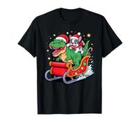 Christmas French Bulldog Sleigh T-Rex Dinosaur Frenchie Camiseta