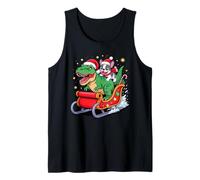Christmas French Bulldog Sleigh T-Rex Dinosaur Frenchie Camiseta sin Mangas