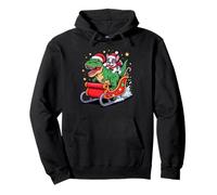 Christmas French Bulldog Sleigh T-Rex Dinosaur Frenchie Sudadera con Capucha