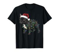 Christmas Frenchie Holiday Dog Negro Blanco Bulldog Francés Camiseta