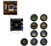 Christmas Fridge Magnet Music Player Set with 9 Vinyl Style Discs and USB C | Christmas Record Player,Mini Vinyl Record Player-Inspired Magnetic Music Box with 9 NFC Discs and Phone-Free Playback