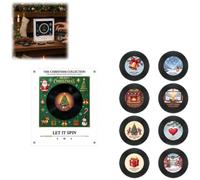 Christmas Fridge Magnet Music Player Set with 9 Vinyl Style Discs and USB C | Christmas Record Player,Mini Vinyl Record Player-Inspired Magnetic Music Box with 9 NFC Discs and Phone-Free Playback