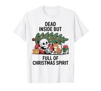 Christmas Funny Skeleton Dead Inside Full Christmas Spirit Cat Camiseta
