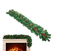 Christmas Garland - 9-Foot Artificial Vine Wreath Pine Cones with Red Berries, Realistic Decor for Home, Mesa, Mantel, Fireplace, Wall, Outdoor, Winter Holiday, Wedding
