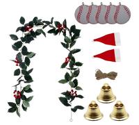 Christmas Garland - Artificial Front Door Greenery, Red Berry Pinecones Garland, Farmhouse Rustic Charm, Flexible Wired Design for Indoor Outdoor Mantle Staircase Staircase, Holiday Decor