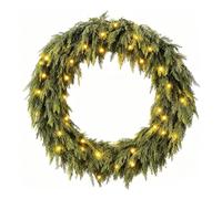 Christmas Garland - Cedar Artificial Greenery, 6 Ft Artificial Garlands with 90 LED Lights, Realistic Cypress Christmas Garland | For Indoor Outdoor Window Tree Fireplace Entryway Holiday Party