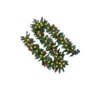 Christmas Garland - Holiday Ambience Wreath | Artificial Spruce Branches with Warm LED Lights, Flexible Length, Party Entrance for Porch Window Fireplace Wall Tree Bedroom Living Room
