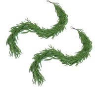 Christmas Garland, Soft Touch Cedar Garland Artificial Realistic, Thick Pine Garlands for Rustic Fireplace Decor, Windows, Festive Door Swag (180cm,2pcs)