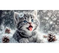 Christmas-Gato Puzzle Imposible,desafío for Adults Entretenimiento Creativo 1000 Piezas Obra de Arte de Juego de para Adultos, Regalos a Partir de 14 Años 38x26cm/1000pcs