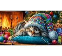 Christmas-Gato Puzzle Imposible,desafío para Adultos Juego edugatoivo 1000 Piezas Obra de Arte de Juego de para Adultos y Niños a Partir de 12 Años 75x50cm/1000pcs