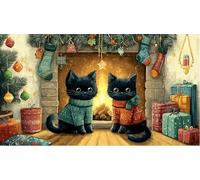 Christmas-Gato Rompecabezas Imposible,desafío for Adults Juego edugatoivo 1000 Piezas Obra de Arte de Juego de para Adultos y Niños Mayores de 12 años 75x50cm/1000pcs