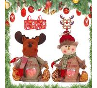 Christmas Gifts Bags Zipper Design, 3D Doll Decoration Gift Bag, Reusable Cloth Christmas Gifts Bags, Suitable for Christma Parties, Candies, Fruits and Gift Decorations (A+B)