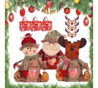 Christmas Gifts Bags Zipper Design, 3D Doll Decoration Gift Bag, Reusable Cloth Christmas Gifts Bags, Suitable for Christma Parties, Candies, Fruits and Gift Decorations (A+B+C)