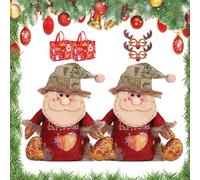 Christmas Gifts Bags Zipper Design, 3D Doll Decoration Gift Bag, Reusable Cloth Christmas Gifts Bags, Suitable for Christma Parties, Candies, Fruits and Gift Decorations (2C)