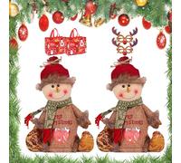 Christmas Gifts Bags Zipper Design, 3D Doll Decoration Gift Bag, Reusable Cloth Christmas Gifts Bags, Suitable for Christma Parties, Candies, Fruits and Gift Decorations (2B)