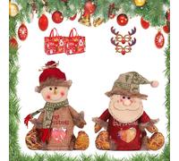 Christmas Gifts Bags Zipper Design, 3D Doll Decoration Gift Bag, Reusable Cloth Christmas Gifts Bags, Suitable for Christma Parties, Candies, Fruits and Gift Decorations (B+C)